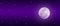 Bright Full Moon and Twinkle Stars in Dark Purple Night Sky Banner