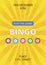 Bright fun bingo poster template with yellow glowing background and balls