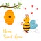 Bright funny cartoon bee and beehive