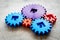 Bright gears for great technology of team work and correct mechanism on stone background