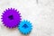 Bright gears for great technology of team work and correct mechanism on stone background top view copyspace