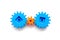 Bright gears for great technology of team work and correct mechanism on white background top view copyspace