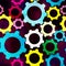 Bright gears seamless abstract pattern