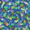 Bright geometric seamless pattern with colorful transparent ovals on a blue background Abstract layered fashion trend