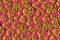 Bright glamorous seamless pattern. Orange hearts with black tiger print on a magenta background