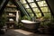 Bright Glass Bathroom with Bathtub, Subway Tiles, and Deep Forest-Style Green Plants for an Elegant Escape. created with