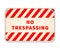 Bright glossy red and white metal plate, no trespassing warning sign on white