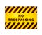 Bright glossy yellow plate, no trespassing sign on white