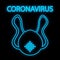 Bright glowing blue medical scientific digital neon sign for hospital laboratory pharmacy beautiful with covid 19 coronavirus