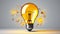 Bright glowing light bulb illuminates ideas and creativity generated by AI