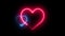 Bright glowing neon valentines love heart symbol animation. 3D Rendering