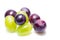 Bright grapes of bright varieties on a white background