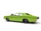 Bright green American vintage muscle car - rear side view