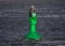 Bright Green Buoy Swimming In The Deep Blue North Sea