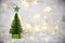 Bright Green Christmas Tree, Snow, Star, Fairy Lights