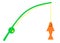 A bright green fishing rod hooked up on an orange fish fishing hobby theme white backdrop