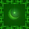 Bright green illustration with moon and star. Design template for greetings islam cards, posters, banners, invitations