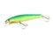 Bright green minnow plastic fishing lure isolated on white