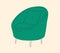 Bright, green, modern colorful comfortable Armchair. Upholstered furniture for rest and relaxation