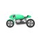 Bright green motorcycle. Modern sport bike. Two-wheeled motor vehicle. Flat vector element for mobile game or poster