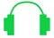 A bright green outline shape of a headphone white backdrop