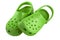 Bright green plastic clogs