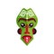 Bright green ritual mask of Zulu people African tribes. Face with colorful ornaments. Flat vector design for poster or