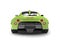 Bright green super sports car - back view