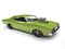 Bright green vintage American muscle car with huge engine block