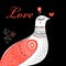 Bright greeting card love birds