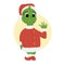 Bright grinch illustration, cute drawings of christmas character