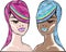 Bright hair models beauty girls vector illustration