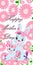 Bright `Happy Mother`s Day` light blue mother and daughter bunny rabbits with daisy flowers background greeting illustration 2022