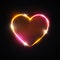 Bright heart background. Romantic neon sign.