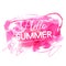 Bright hello summer illustration. Text on artistic