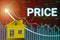 bright home price word isolated on graph and arrow background