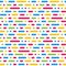 Bright horizontal stripe seamless pattern. Colorful dashed stripes vector background. Abstract 80s retro design.