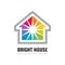 Bright house logo design. Positive real estate concept sign. Painting build icon. Comfortable home.