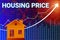 bright housing price intrest word isolated on graph and arrow background