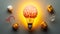 Bright idea brain with lightbulb inspiration innovation solution once, AI generated