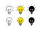 Bright idea icon set. Bulb icon. Brainstorming. Creativity. Idea. Vector illustration