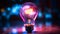 Bright ideas illuminated by glowing light bulb generated by AI