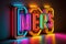 bright illuminated multi-colored lights signage for 3d render neon background