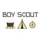 Bright illustration for boy scouts with a tent, a fire