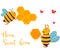 Bright image with two funny bees building beehouse