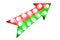 Bright intense divided red and green arrow upwards