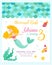 Bright invitation card with cute fairy mermaid