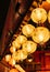 Bright Japanese lanterns hanging on the ceiling