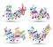 Bright jolly vector staves with musical notes on white background, decorative major wavy set of musical notation symbol.