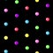 Bright and joyful seamless pattern with multicolor balls isolated on the black background. Vector illustration